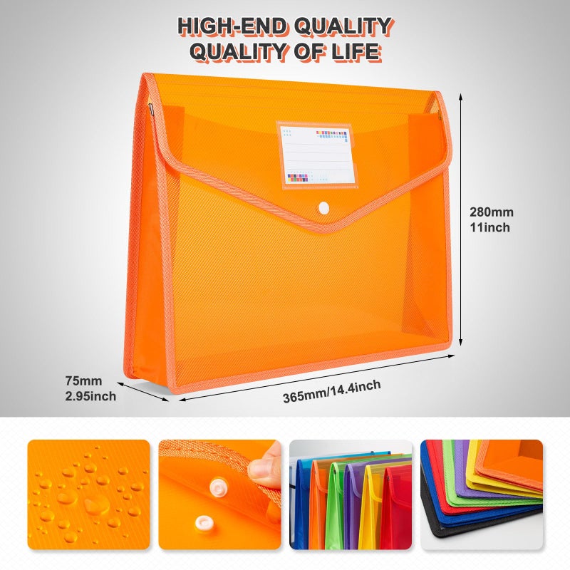 iMissiu Plastic File Folders  Waterproof Transparent Expandable File Organiser - Portable Large Capacity A4B4 File Wallet for Office/Business/School (7 Pack) - Image 3